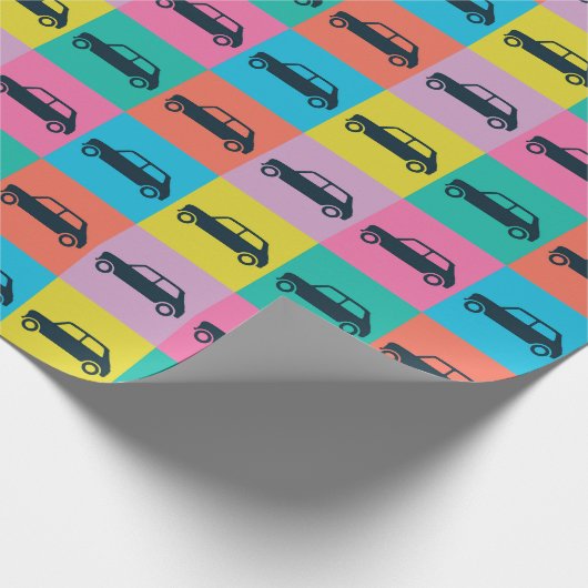 Funky Fun Checkerboard Mini Cooper Cadeaupapier (Hoek)