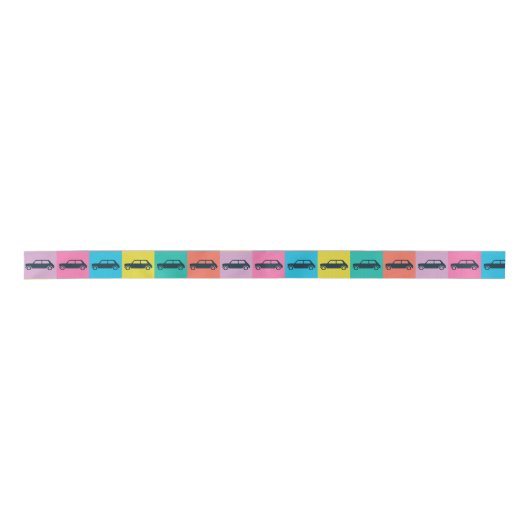 Funky Fun Checkerboard Mini Cooper Satijnen Lint (Voorkant)