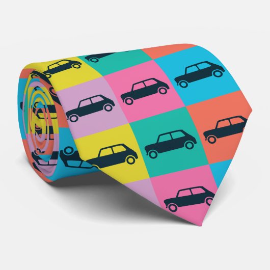 Funky Fun Checkerboard Mini Cooper Stropdas (Opgerold)