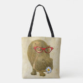 Funky Fun Hippo Canvas tas! Tote Bag (Achterkant)