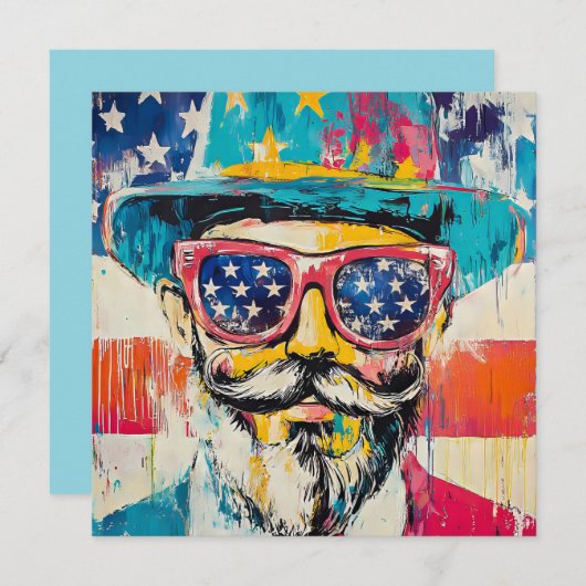 Funky Fun Independence Day Feestdagenkaart (Voorkant / Achterkant)