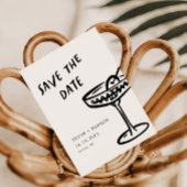 Funky + Fun Moderne Retro Geïllustreerde Huwelijk Save The Date