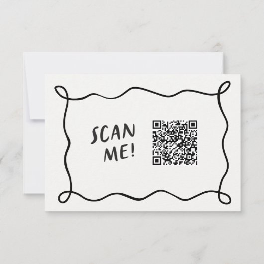 Funky Fun Moderne Retro QR Code Trouwen RSVP Kaartje (Achterkant)