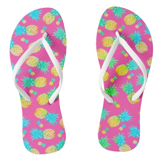 Funky Fun Pineapple Print | Kleurrijke zomer Teenslippers (Voetbed)