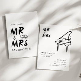 Funky Fun Retro Mr. & Mrs. Illustrated Wedding Kaart