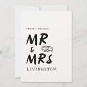 Funky Fun Retro Mr. & Mrs. Illustrated Wedding Kaart (Voorkant)