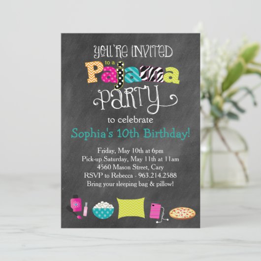 Funky Fun Teen of Tween Pajama Party Kaart (Staand voorkant)