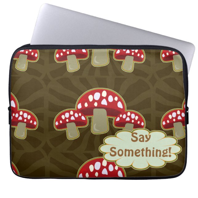 Funky Fungi Mushroom Patroon Laptop Sleeve (Voorkant)