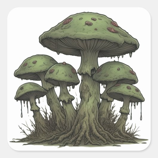 Funky Fungi Vierkante Sticker (Voorkant)