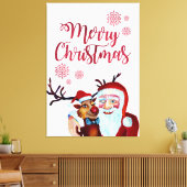 Funky Funny Hilarious Santa en Rudolf Reindeer Canvas Afdruk (Insitu (Woonkamer))