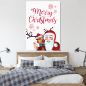 Funky Funny Hilarious Santa en Rudolf Reindeer Canvas Afdruk (Insitu (Slaapkamer))