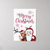 Funky Funny Hilarious Santa en Rudolf Reindeer Canvas Afdruk (Voorkant)