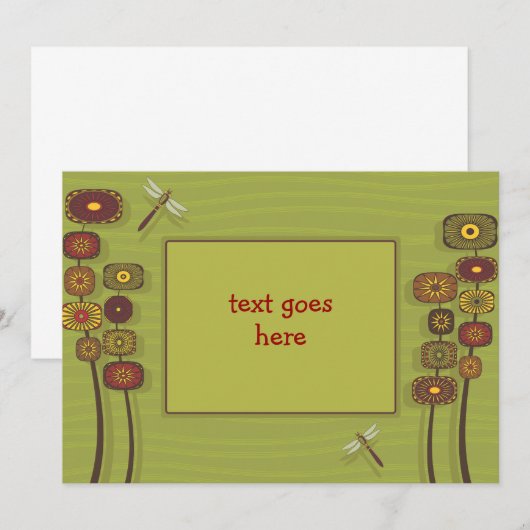 Funky Garden Invitation Kaart (Voorkant / Achterkant)