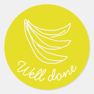 Funky geel gelukkig banaan goed gedaan onderwijs ronde sticker