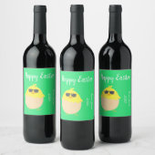 Funky geel Happy Easter cool chick Wijn Etiket (Flessen)