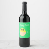 Funky geel Happy Easter cool chick Wijn Etiket (Voorkant)