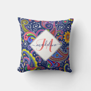 Funky gekleurde paisley gepersonaliseerd kussen