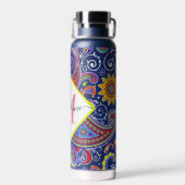 Funky gekleurde paisley gepersonaliseerd waterfles (Achterkant)