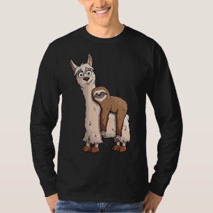 Funky gekoelde luiaard rijden een Fancy lama T-shirt