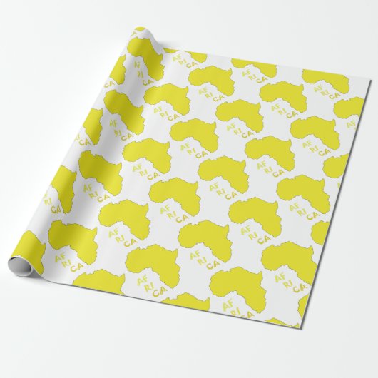 Funky Gele Afrika Kaart Cadeaupapier (Uitgerold)