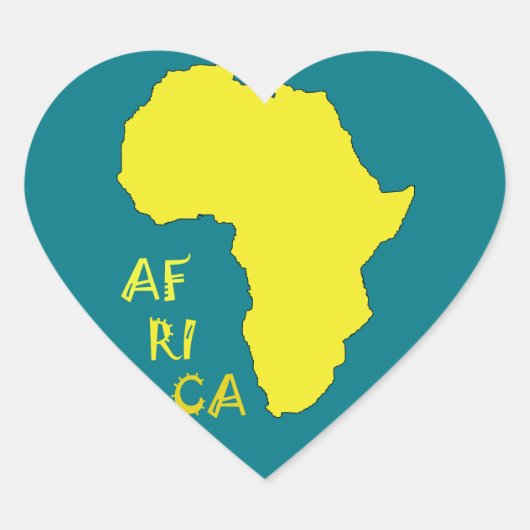 Funky Gele Afrika Kaart Hart Sticker (Voorkant)