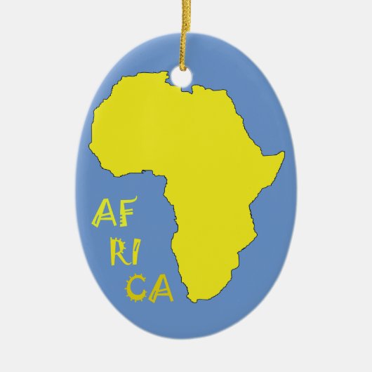 Funky Gele Afrika Kaart Keramisch Ornament (Voorkant)