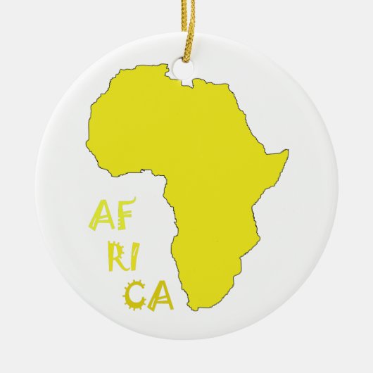Funky Gele Afrika Kaart Keramisch Ornament (Voorkant)