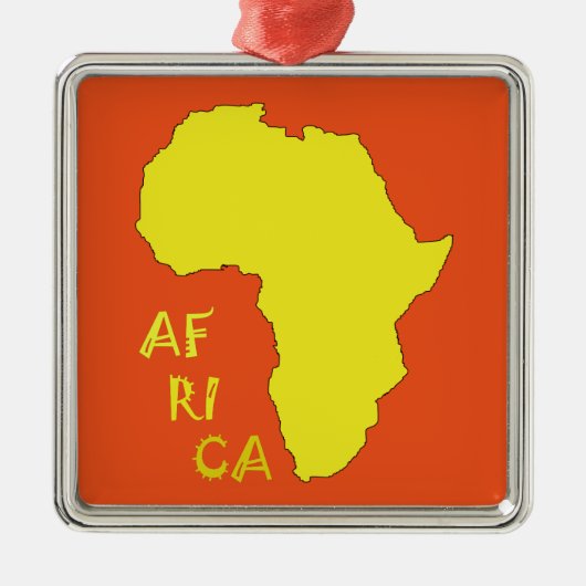 Funky Gele Afrika Kaart Metalen Ornament (Voorkant)