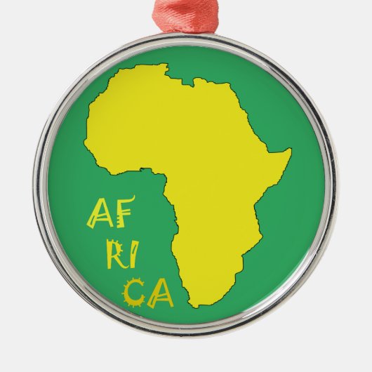 Funky Gele Afrika Kaart Metalen Ornament (Voorkant)