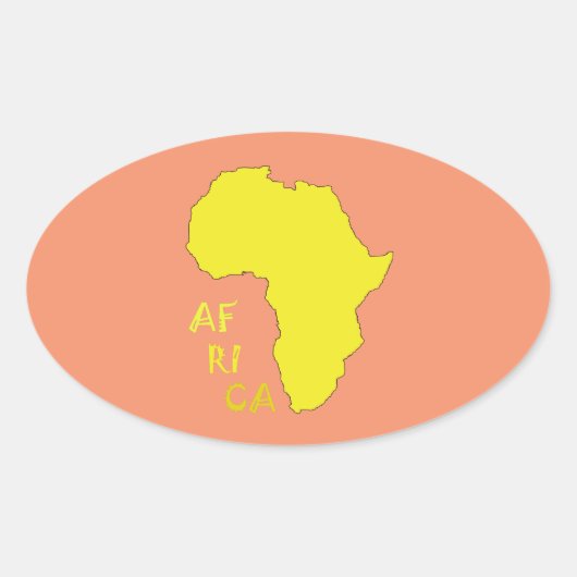 Funky Gele Afrika Kaart Ovale Sticker (Voorkant)