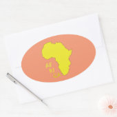 Funky Gele Afrika Kaart Ovale Sticker (Envelop)