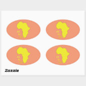 Funky Gele Afrika Kaart Ovale Sticker (Vel)