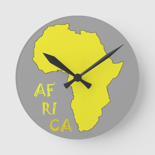 Funky Gele Afrika Kaart Ronde Klok (Voorkant)