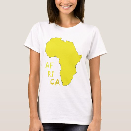 Funky Gele Afrika Kaart T-shirt (Voorkant)