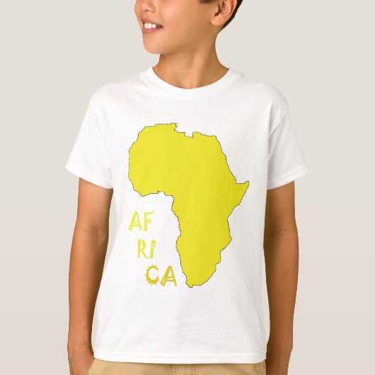 Funky Gele Afrika Kaart T-shirt (Voorkant)
