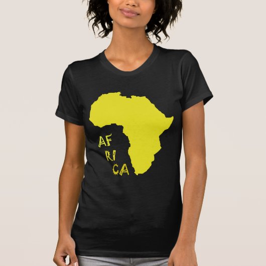 Funky Gele Afrika Kaart T-shirt (Voorkant)
