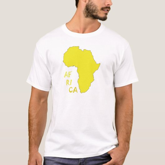 Funky Gele Afrika Kaart T-shirt (Voorkant)