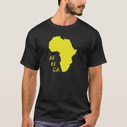 Funky Gele Afrika Kaart T-shirt (Voorkant)