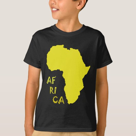 Funky Gele Afrika Kaart T-shirt (Voorkant)