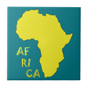 Funky Gele Afrika Kaart Tegeltje
