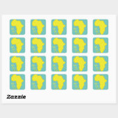 Funky Gele Afrika Kaart Vierkante Sticker (Vel)