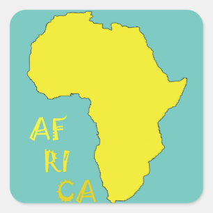 Funky Gele Afrika Kaart Vierkante Sticker