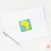 Funky Gele Afrika Kaart Vierkante Sticker (Envelop)