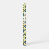 Funky gele witte cirkels retro midcentury iPhone 16 hoesje (Linkerkant)