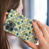 Funky gele witte cirkels retro midcentury iPhone 16 hoesje