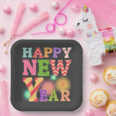 Funky gelukkig nieuwjaar papieren bordje (Feest)