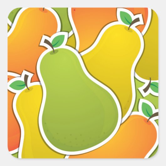 Funky gemengde peren vierkante sticker (Voorkant)
