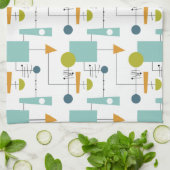 Funky Geometric Flowchart Mid Century Patroon Theedoek (Gevouwen)