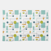 Funky Geometric Flowchart Mid Century Patroon Theedoek (Horizontaal)