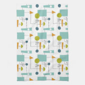 Funky Geometric Flowchart Mid Century Patroon Theedoek (Verticaal)